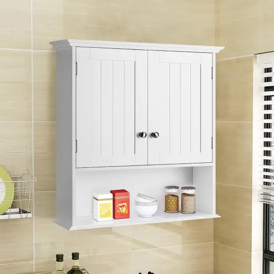 Costway Wall Mount Bathroom Cabinet Storage Organizer Medicine Cabinet White {5}