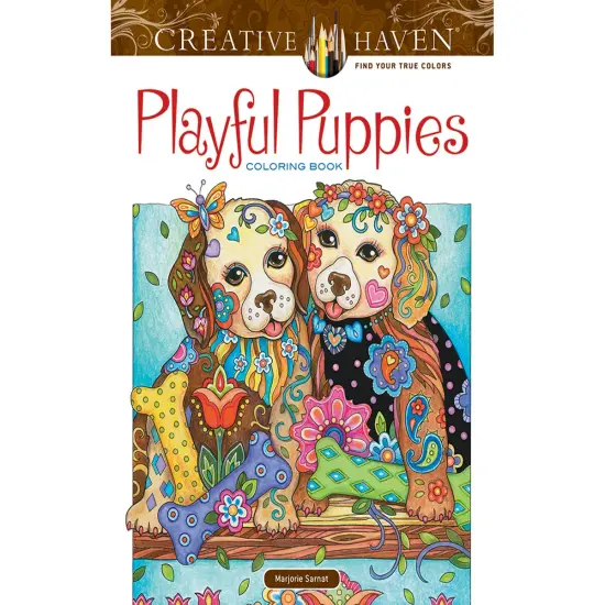 Creative Haven: Playful Puppies Coloring Book-Softcover {1}