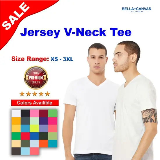 BELLA + CANVAS&reg; Jersey V Neck Short Sleeve Tee Pink {2}