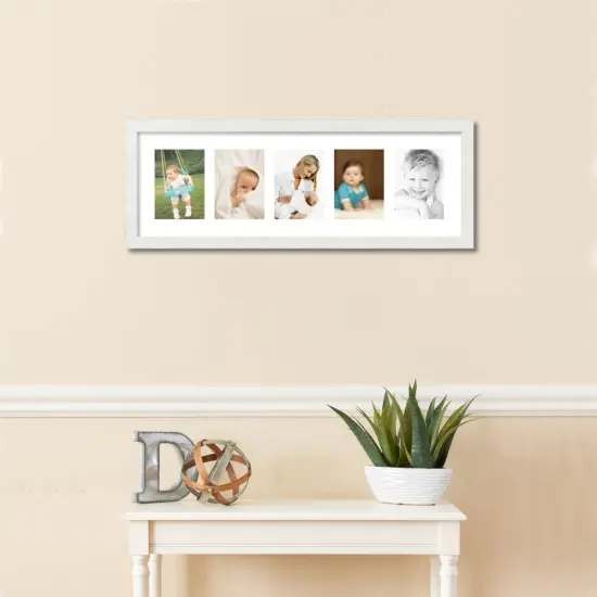 ArtToFrames Collage Photo Picture Frame with 5 - 5x7 inch Openings, Framed in White with Over 62 Mat Color Options and Plexi Glass (CSM-3966-152) {2}