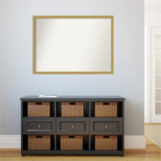 Amanti Art Non-Beveled Wall Mirror, Grace Brushed Gold Narrow Frame {5}