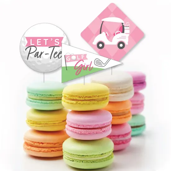 Big Dot of Happiness Golf Girl - Dessert Cupcake Toppers - Pink Birthday Party or Baby Shower Clear Treat Picks - Set of 24 {6}
