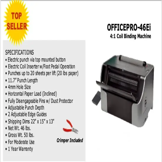 OFFICEPRO-46Ei 4:1 Coil Binding Machine DIY {3}