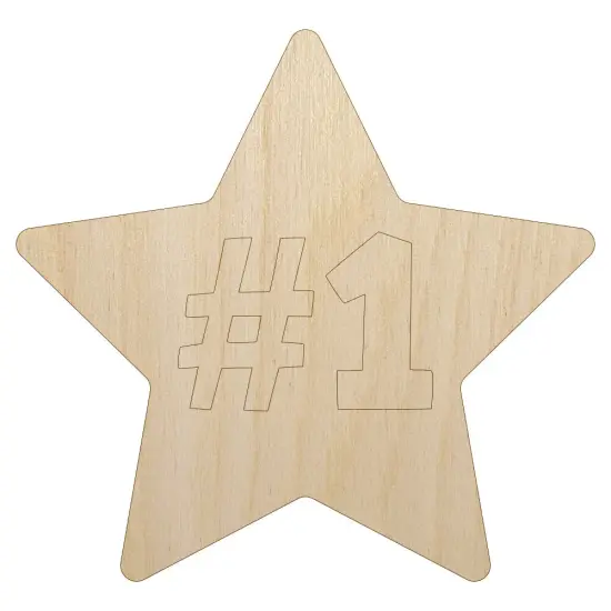 #1 Number One in Star Unfinished Wood Shape Piece Cutout for DIY Craft Projects {2}
