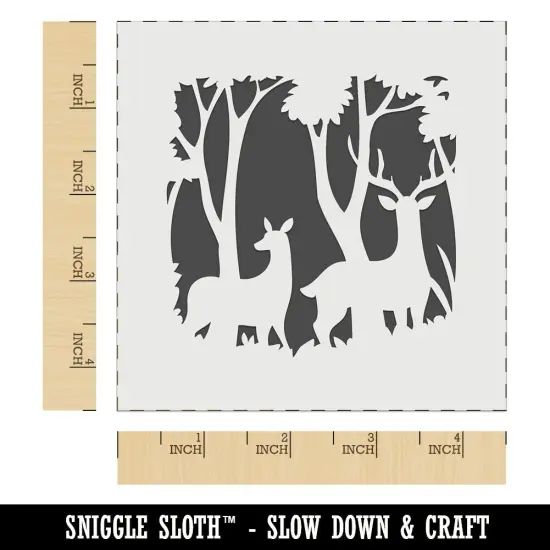 Pair of Deer Silhouette in Forest Wall Cookie DIY Craft Reusable Stencil {7}
