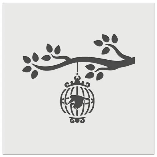 Bird Cage on Tree Branch Wall Cookie DIY Craft Reusable Stencil {7}