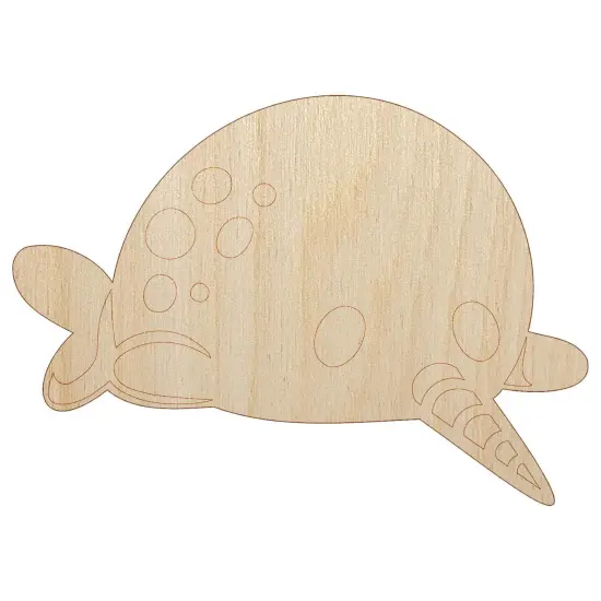 Chibi Narwhal Plopped on Belly Unfinished Wood Shape Piece Cutout for DIY Craft Projects {7}
