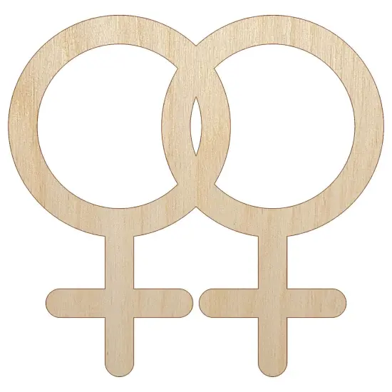 Doubled Female Sign Lesbian Gender Symbol Unfinished Wood Shape Piece Cutout for DIY Craft Projects {7}