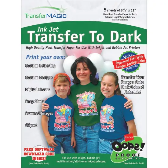 Transfer Magic Ink Jet Transfer Paper 8.5"X11" 5/Pkg-For Dark Fabrics {1}