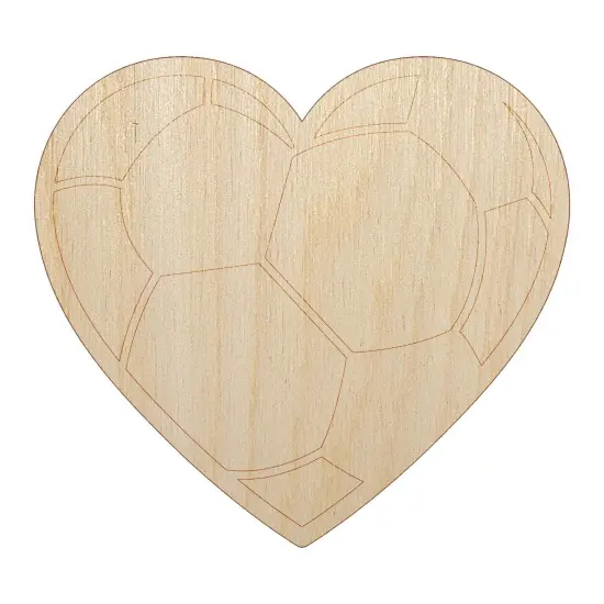 Heart Shaped Soccer Ball Futbol Sports Unfinished Wood Shape Piece Cutout for DIY Craft Projects {2}