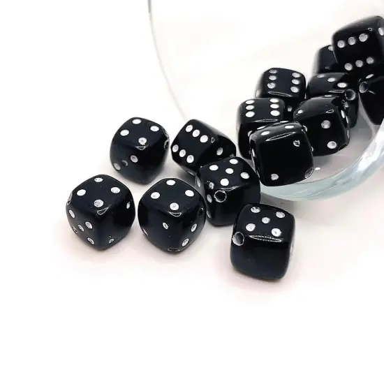 4, 20 or 50 Pieces: Black Dice Gambler 3D Beads {1}
