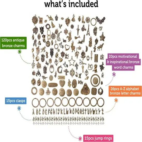 Incraftables 1000pcs Chip Crystal Beads 24 Colors Gemstones & 166pcs Bronze Charms Set for Jewelry Making, Rings & DIY Crafts Necklace, Bracelet, Bangle & Keychain Making Kit {5}