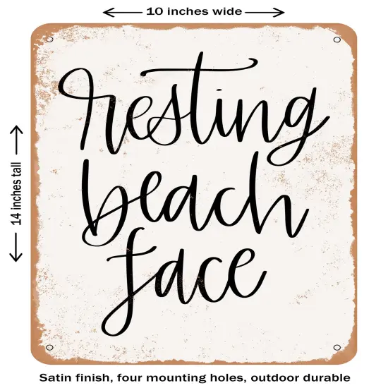 DECORATIVE METAL SIGN - Resting Beach Face - 2 - Vintage Rusty Look {1}
