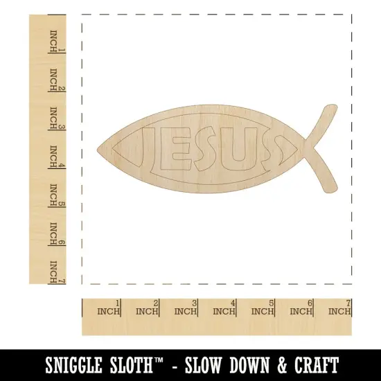 Jesus Ichthys Fish Christian Sketch Unfinished Wood Shape Piece Cutout for DIY Craft Projects {1}