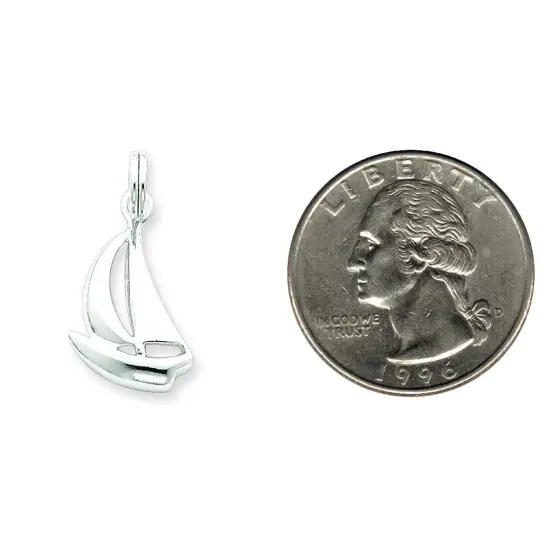 Sterling Silver Sailboat Charm Jewelry Boat Jewelry 20mm x 12mm {2}