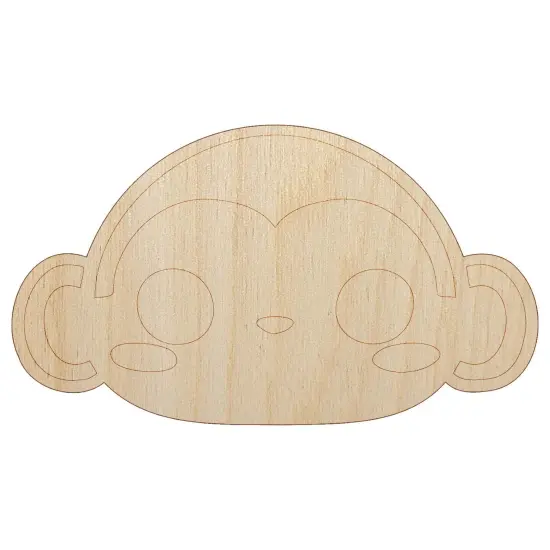 Charming Kawaii Chibi Monkey Face Blushing Cheeks Unfinished Wood Shape Piece Cutout for DIY Craft Projects {7}
