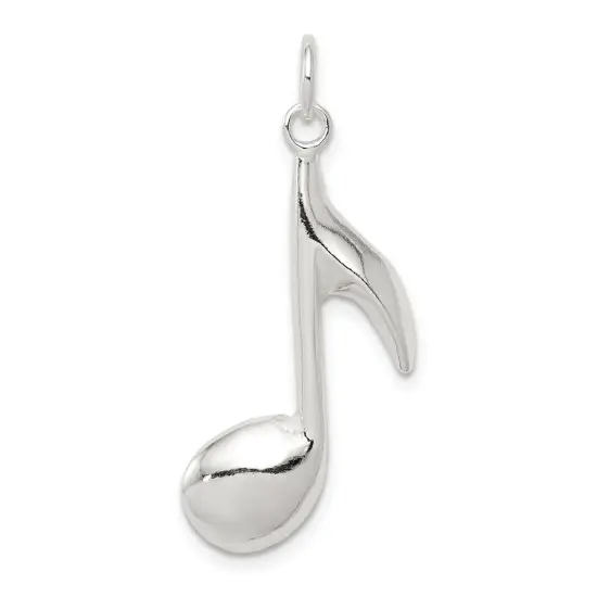 Sterling Silver Music Note Charm Pendant Jewelry 27mm x 15mm {1}