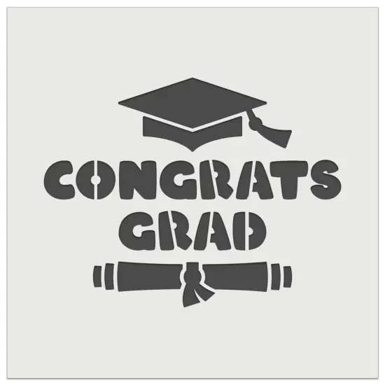 Congrats Grad Graduate Graduation Cap Diploma Wall Cookie DIY Craft Reusable Stencil {7}
