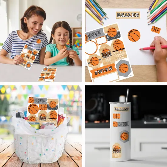 Big Dot of Happiness Nothin' but Net - Basketball - Baby Shower or Birthday Party Favor Sticker Set - 12 Sheets - 120 Stickers {6}