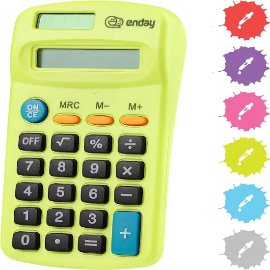 Enday 8-Digit Dual Power Pocket Size Calculator Green {1}