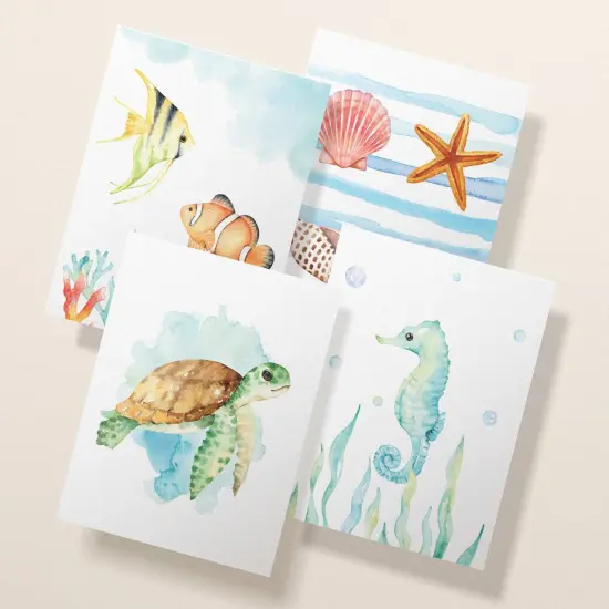 Twigs Paper - Assorted Ocean-Themed Greeting Cards - Stationery Cards with Envelopes - Thank You Card - Blank Note Cards - Greeting Cards for All Occasions - Made in USA (5.5 x 4.25, Set of 12) {1}