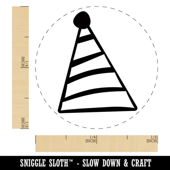 Striped Birthday Hat Self-Inking Rubber Stamp for Stamping Crafting Planners Green {1}