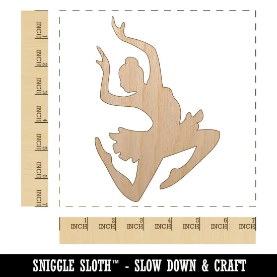 Graceful Ballerina Leaping Unfinished Wood Shape Piece Cutout for DIY Craft Projects {1}