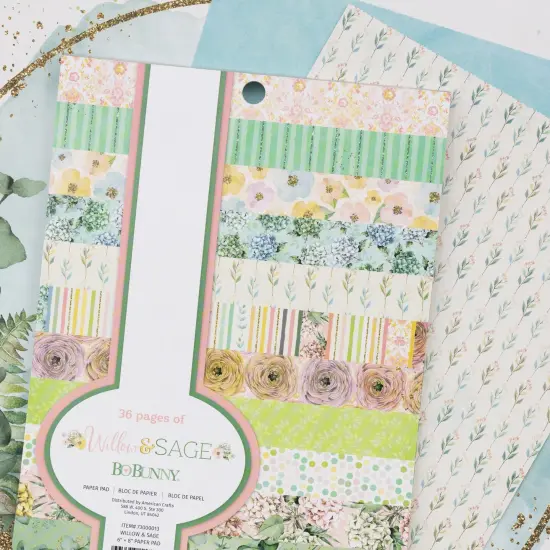 BoBunny Single-Sided Paper Pad 6"X8" 36/Pkg-Willow & Sage {3}