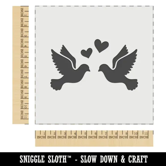Two Love Doves Wedding Hearts Birds Wall Cookie DIY Craft Reusable Stencil {1}