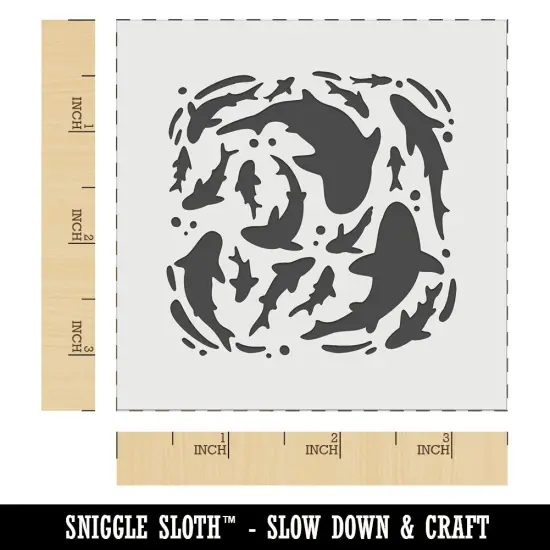 Whirlpool of Ocean Sharks and Fish Wall Cookie DIY Craft Reusable Stencil {6}