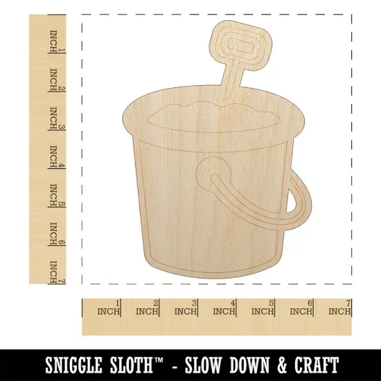 Sand Bucket Pail Unfinished Wood Shape Piece Cutout for DIY Craft Projects {1}