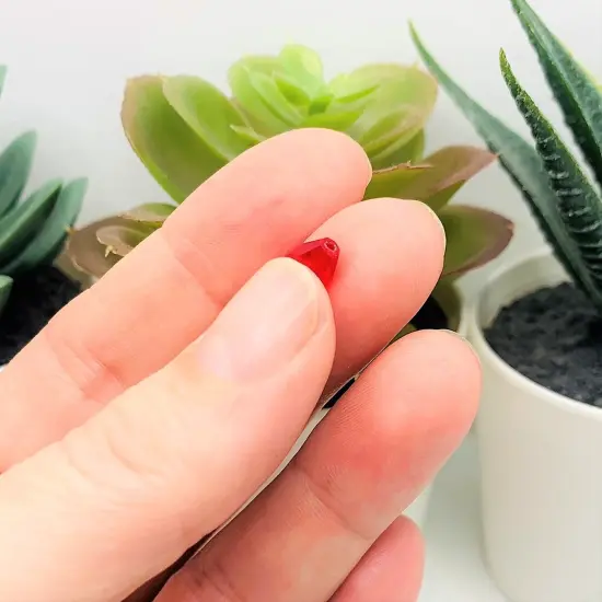 4, 20 or 50 Pieces: 6x8 mm Teardrop Dark Red Imitation Crystal July Birthstone Beads {4}