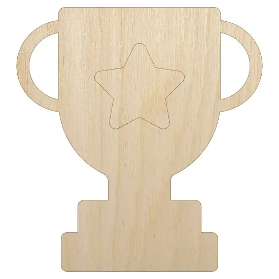 Trophy Award Outline with Star Unfinished Wood Shape Piece Cutout for DIY Craft Projects {1}