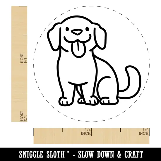 Labrador Retriever Sitting with Tongue Out Dog Self-Inking Rubber Stamp for Stamping Crafting Planners Purple {1}