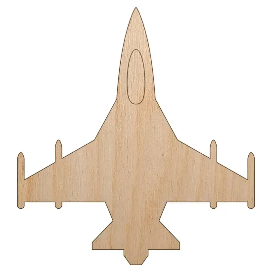 Fighter Jet Military Airplane Unfinished Wood Shape Piece Cutout for DIY Craft Projects {2}