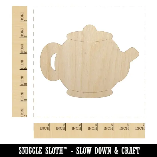Teapot Kettle Unfinished Wood Shape Piece Cutout for DIY Craft Projects {1}