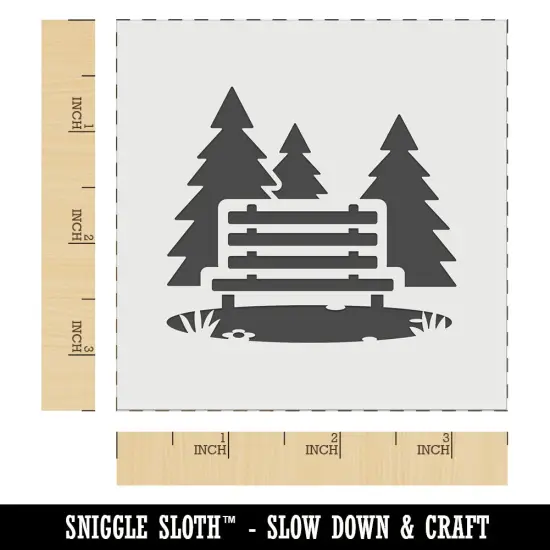 National Park Bench with Pine Trees and Grass Wall Cookie DIY Craft Reusable Stencil {5}