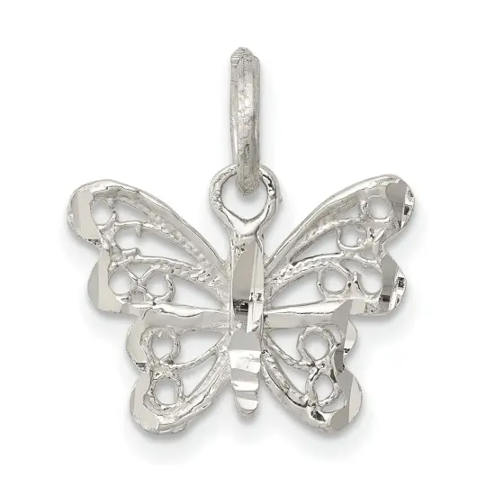 Sterling Silver Filigree Butterfly Charm Pendant Jewerly 20mm x 17mm {1}
