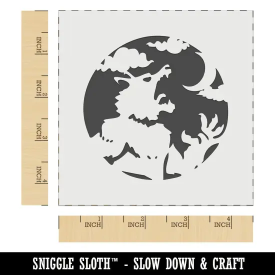 Werewolf Monster Howling at Moon Halloween Wall Cookie DIY Craft Reusable Stencil {7}