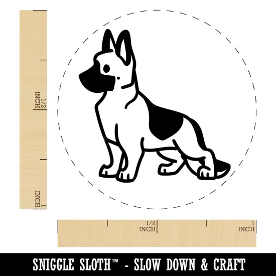 German Shepherd Standing Dog Self-Inking Rubber Stamp for Stamping Crafting Planners Blue {1}