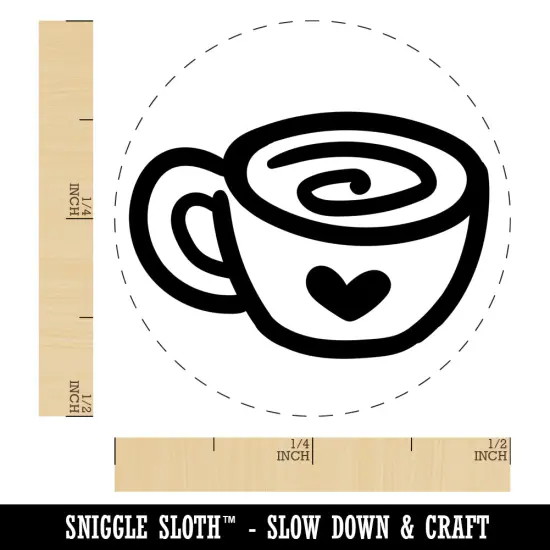 Swirly Latte Coffee Mug with Heart Self-Inking Rubber Stamp for Stamping Crafting Planners Purple {1}