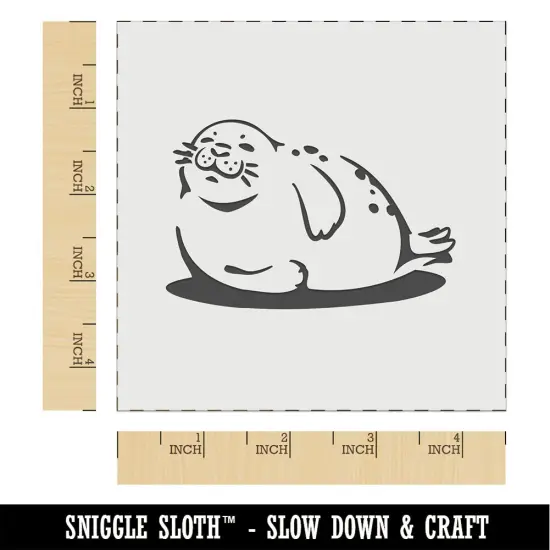 Chubby Happy Seal Basking on Side Wall Cookie DIY Craft Reusable Stencil {6}