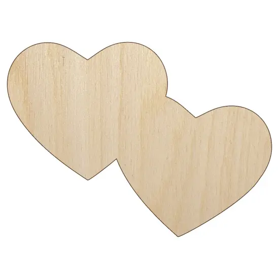 Double Heart Symbol Unfinished Wood Shape Piece Cutout for DIY Craft Projects {1}