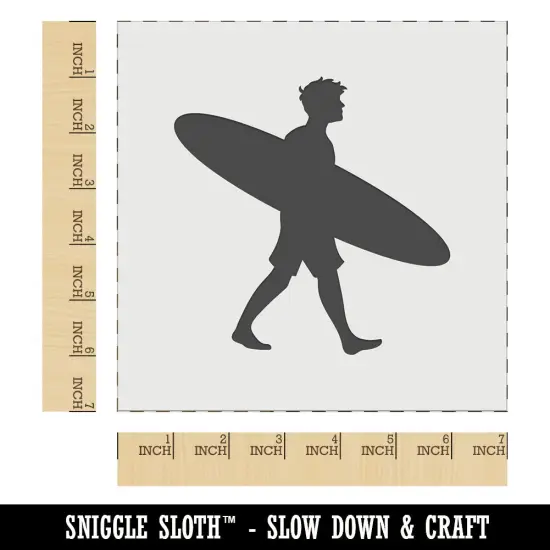 Surfer Man with Surfboard Walking Wall Cookie DIY Craft Reusable Stencil {1}