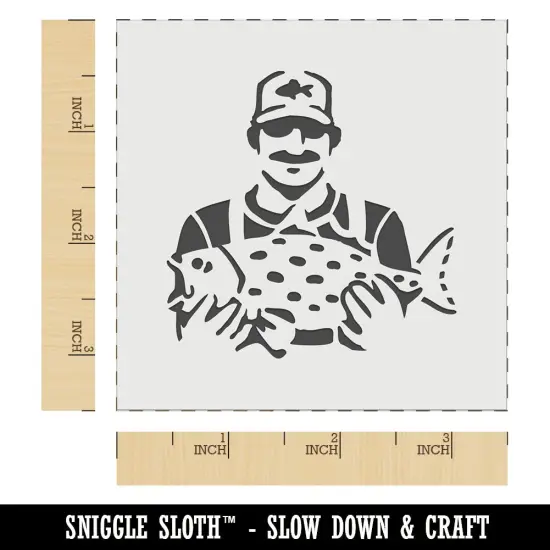 Fisherman Holding Fish Catch Wall Cookie DIY Craft Reusable Stencil {6}
