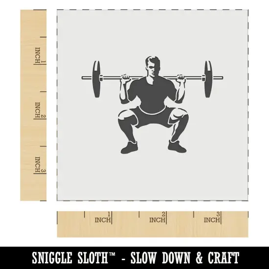 Squat Weightlifting Exercise Workout Gym Wall Cookie DIY Craft Reusable Stencil {5}