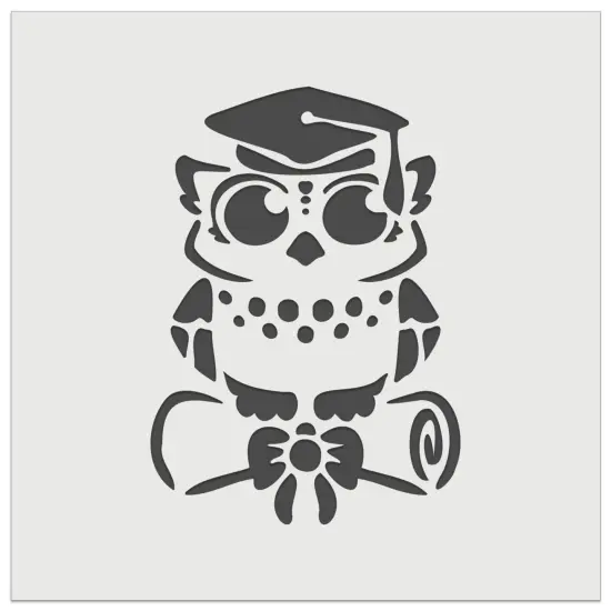 Graduation Owl with Cap and Diploma School College Wall Cookie DIY Craft Reusable Stencil {2}