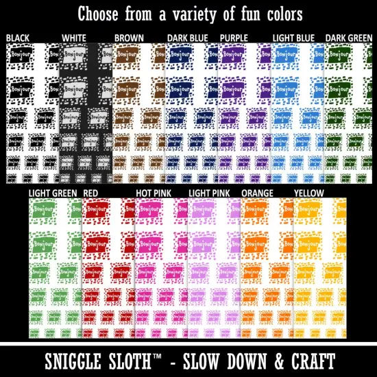 Bonjour Hello French Doodle Temporary Tattoo Water Resistant Fake Body Art Set Collection Brown {3}