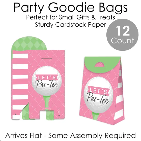 Big Dot of Happiness Golf Girl - Pink Birthday Party or Baby Shower Gift Favor Bags - Party Goodie Boxes - Set of 12 {7}