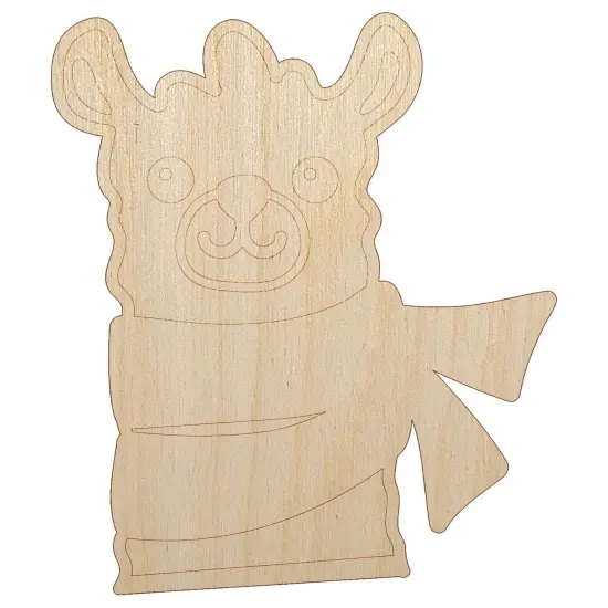 Llama with Scarf Unfinished Wood Shape Piece Cutout for DIY Craft Projects {7}